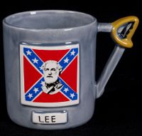 General Robert E. Lee Confederate Flag Soldier Sword Handle Sculpted Coffee
